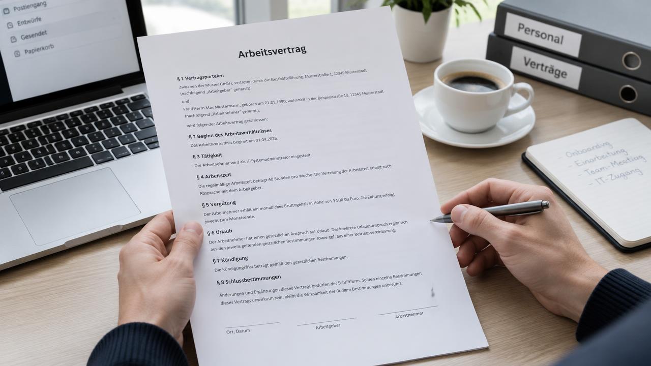 Hände mit Arbeitsvertrag und Stift – Nebenjob beim Arbeitgeber anmelden neben Vollzeitjob